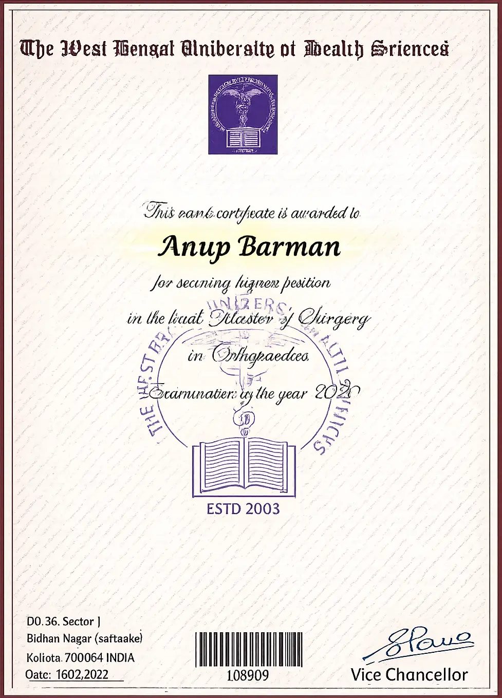 Dr. Arup Barman Experience